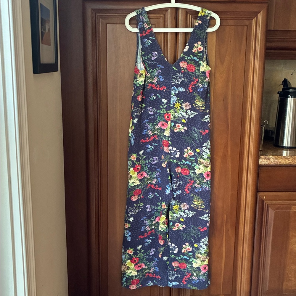 Johnny Was Calme V-Neck Sleeveless Cropped Floral Jumpsuit XS